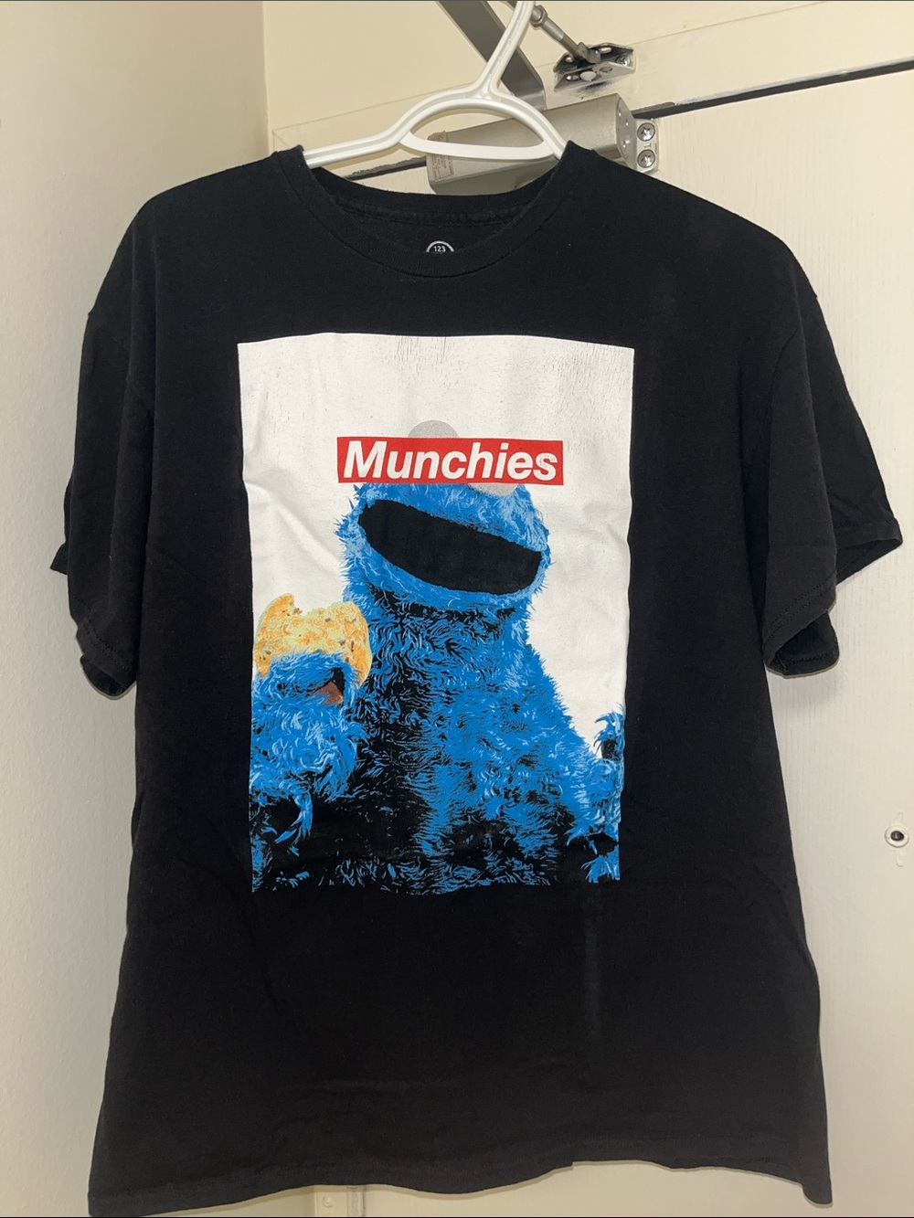 Supreme X Sesame Street parody Black and White Logo Tee